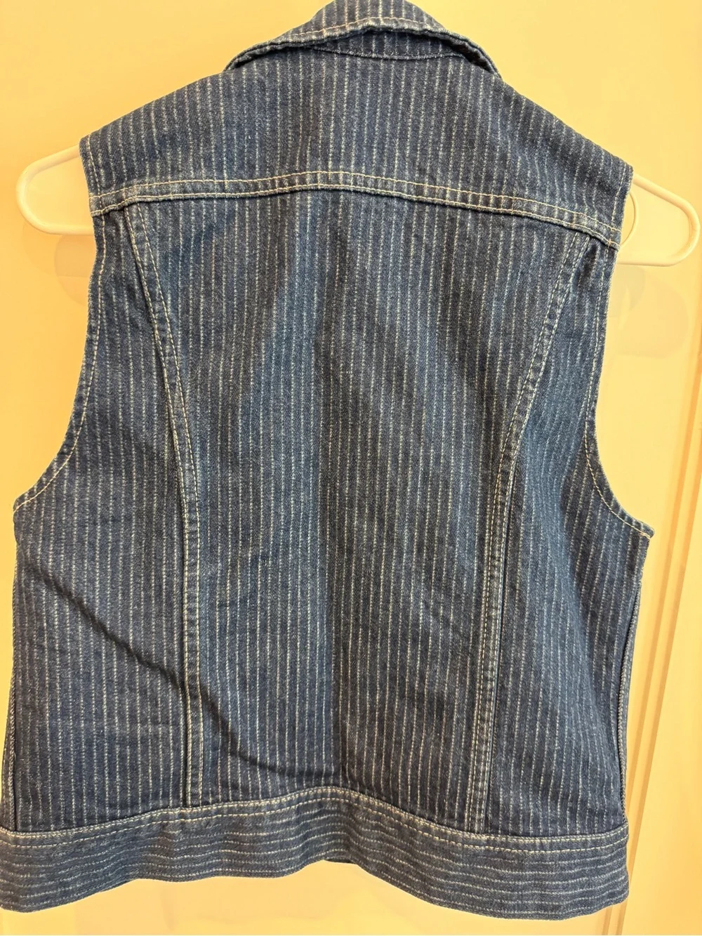 Vintage Lee Sleeveless Denim Vest in Dark Blue stripe